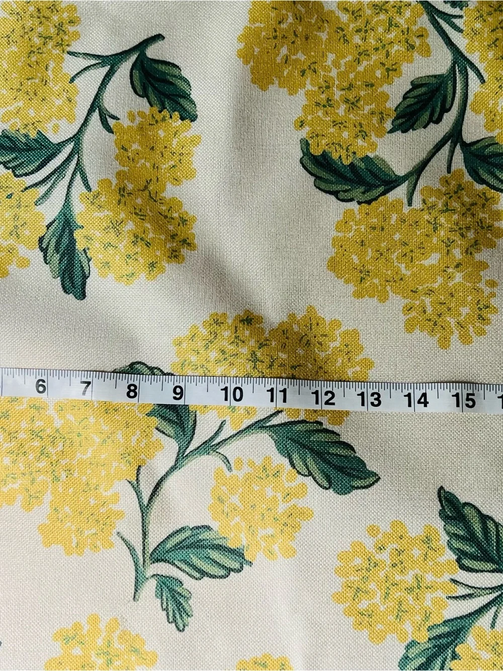 Yellow Floral Print Fabric Pillow Cover